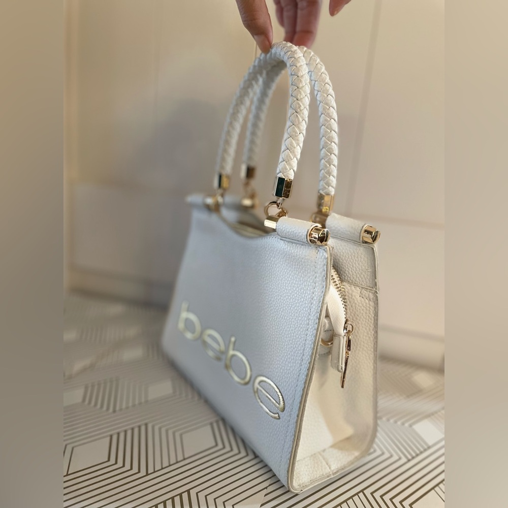 Bebe Mini White Bag with Gold Details